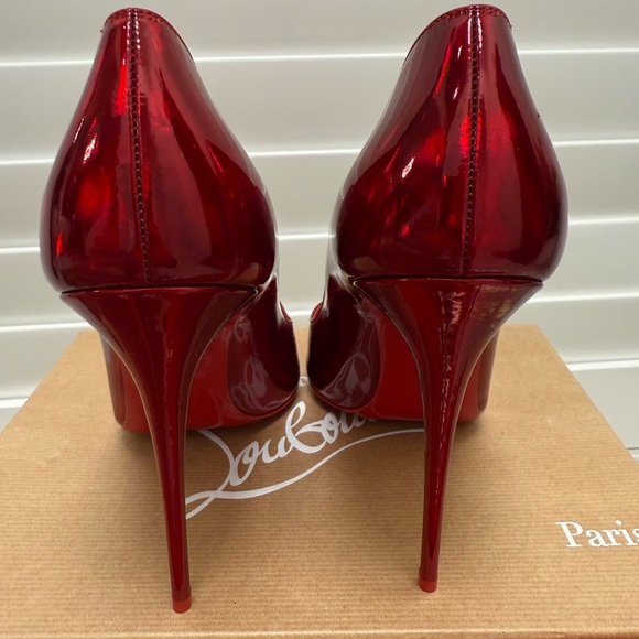 CHRISTIAN LOUBOUTIN Hot Chick 100 metallic patent red pumps 42 - Picture 7 of 12